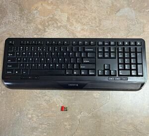 CHERRY Gentix Desktop Wireless Keyboard Black W/ USB Dongle Tested Working